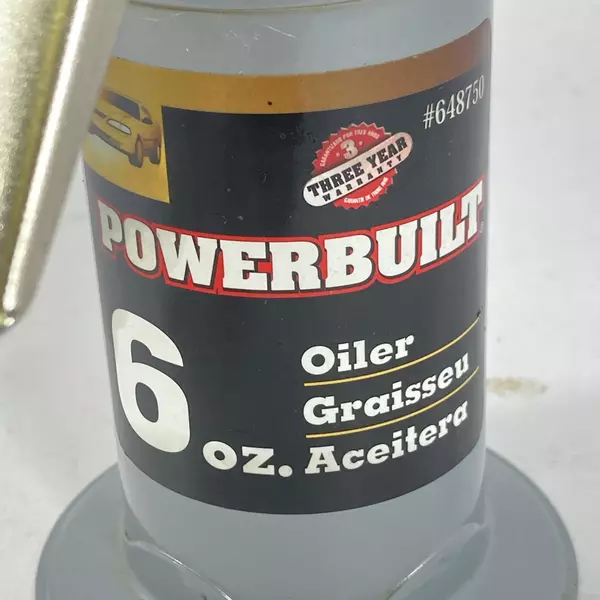 Power Built 6 Oz Oiler Can 648750 Pistol Style Gray Metal Tool - Good Condition