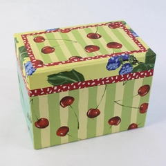 CR Gibson Vintage Recipe File Box With Blank Cards Cherries and Fruit Design