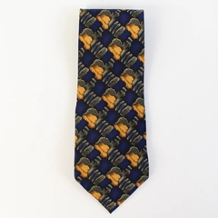 J. Garcia Blue Green and Gold Abstract Design Necktie 60"