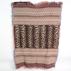 Perry Ellis Throw Blanket Multicolor Fringe Trim Woven 100% Cotton 48" x 70"