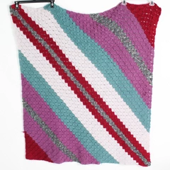 Unbranded Crochet Granny Throw Blanket Purples Multicolor Stripe 54" x 50"