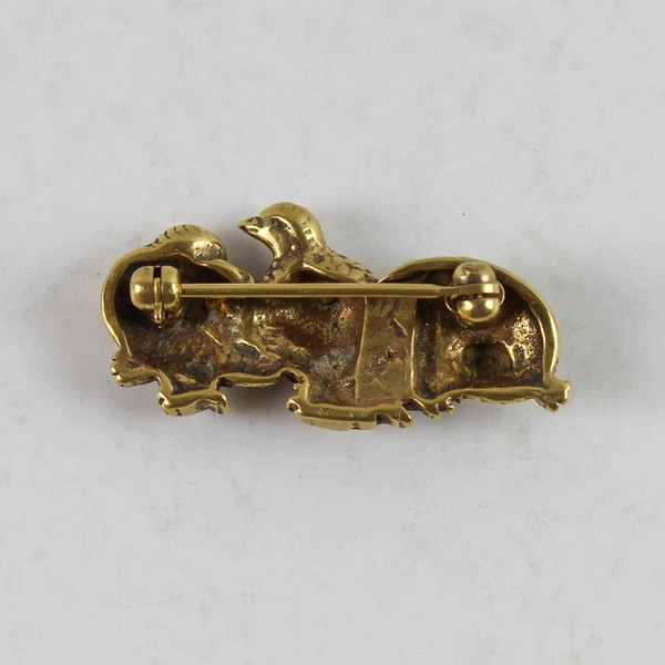 Metropolitan Museum Gold Plated Quail Brooch Pin - Vintage Menuki Design