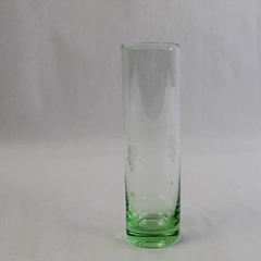 Tinted Green Glass Bud Vase Home Decor Flowers 7 Inch Grape Etched Multipurpose