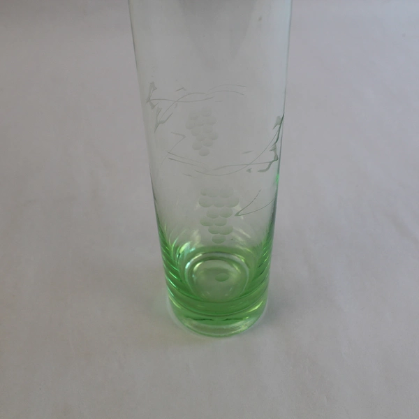 Tinted Green Glass Bud Vase Home Decor Flowers 7 Inch Grape Etched Multipurpose