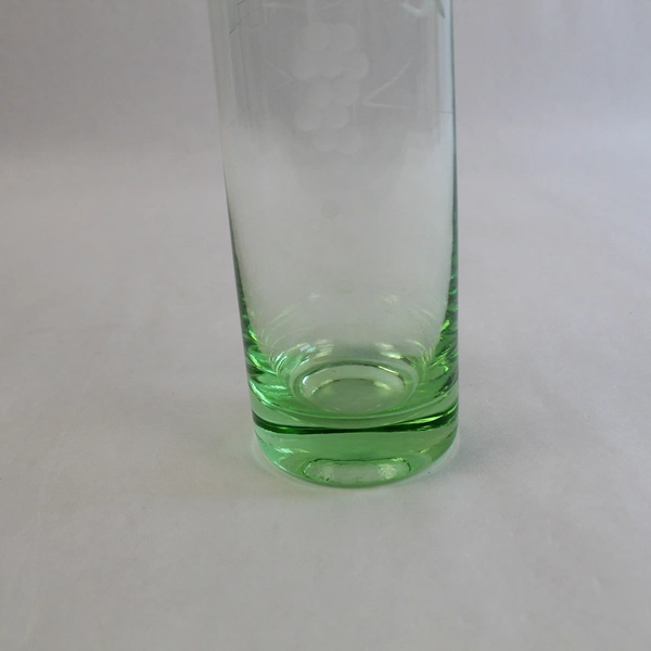 Tinted Green Glass Bud Vase Home Decor Flowers 7 Inch Grape Etched Multipurpose
