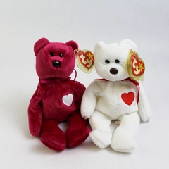 Lot Of 2 TY Beanie Baby Valentino 1993 & Valentina 1999 Bear W/ Tag Plush Toy
