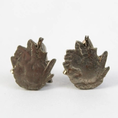 Pair of Vintage Square Dancing Collar Tips Native American Chief Cut-Out Silver