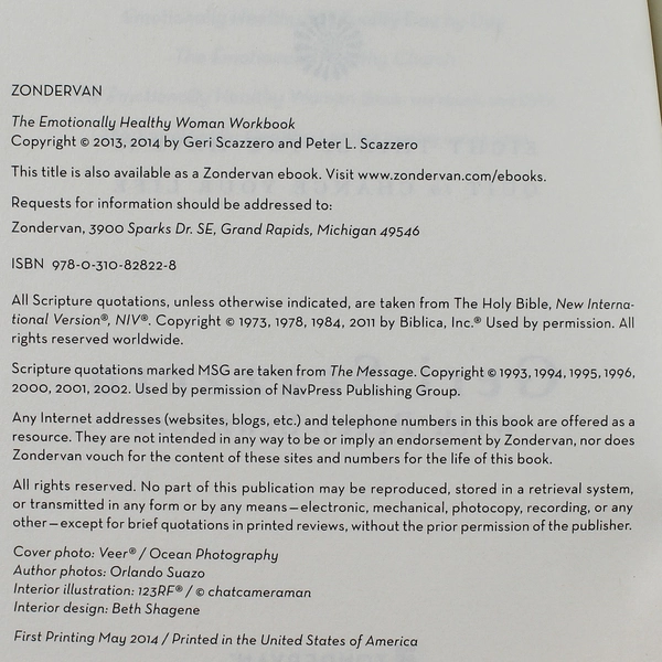 Emotionally Healthy Woman Workbook by Peter & Geri Scazzero 2014 Paperback