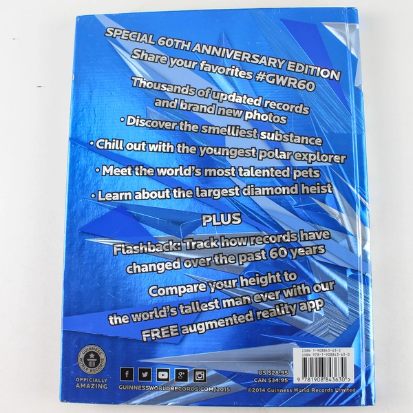 Guinness World Records 2015 Hardcover - 60th Anniversary Edition, AR Included