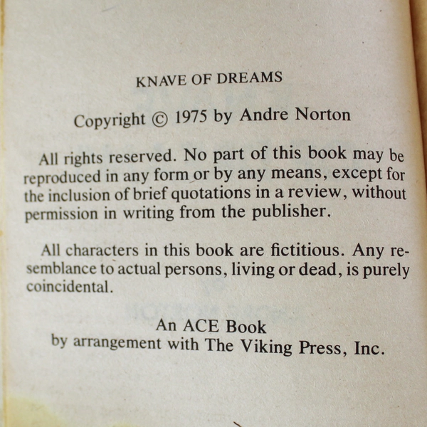 Lot of 2 Andre Norton Novels: Knaves of Dreams & Wheel of Stars, 1st Eds