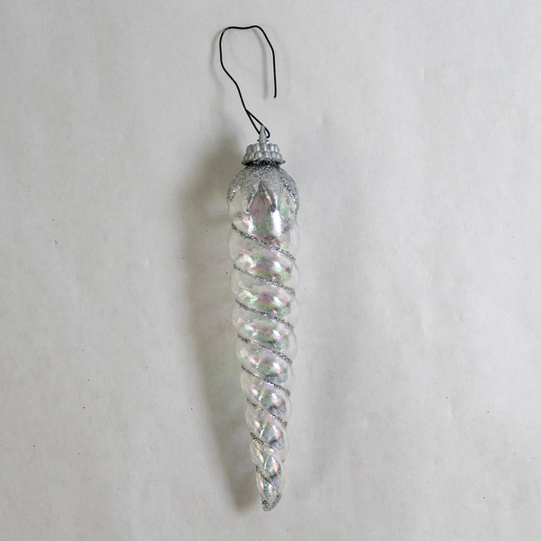 Lot of 3 Translucent Plastic Icicle Ornaments with Opalescent Glitter 5"