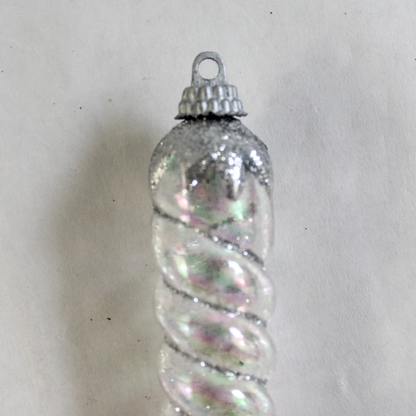 Lot of 3 Translucent Plastic Icicle Ornaments with Opalescent Glitter 5"