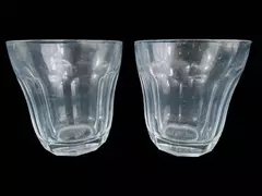 Lot of 2 Pasabache Palaks 10oz Tumblers Juice Glasses Panel Clear Glass