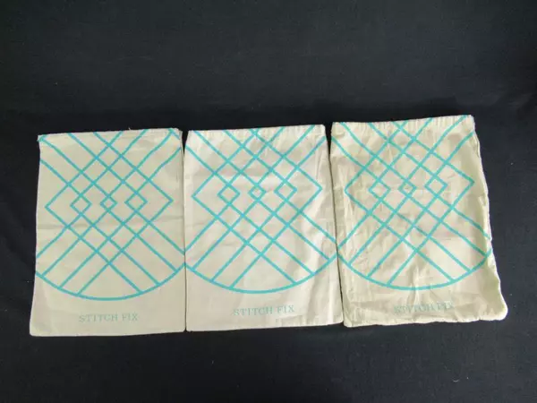 Lot of 3 Stitch Fix Reusable Drawstring Canvas Travel Tote Bags Shoes
