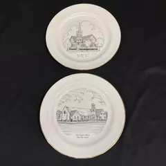 Lot of 2 Homer Laughlin Eggshell Nautilus Scott City Kansas Church Plates 1950s