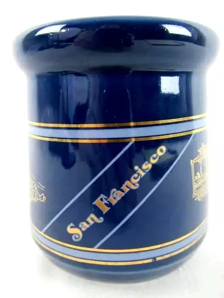 SNCO 1986 San Francisco Souvenir Mug Cobalt Blue Gold Gilt