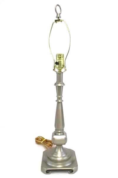 Brushed Steel Decorative Table Lamp 25.5" With White Shade Square Base