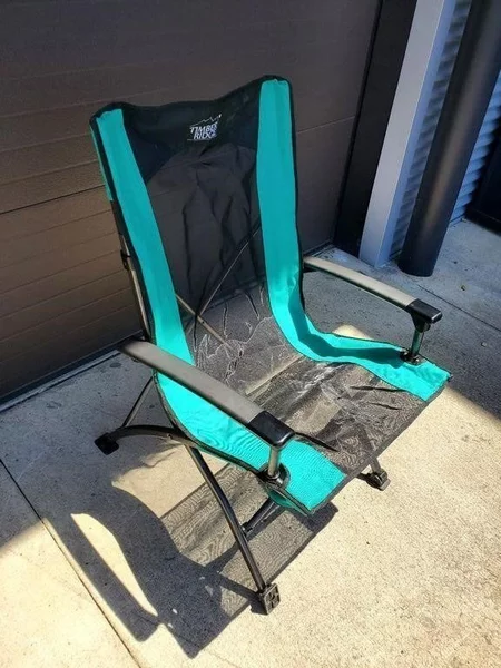 Timber Ridge Folding Director's Chair Black Teal Arm Rests Mesh Outdoor Camping
