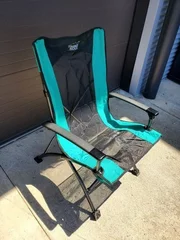 Timber Ridge Folding Director's Chair Black Teal Arm Rests Mesh Outdoor Camping