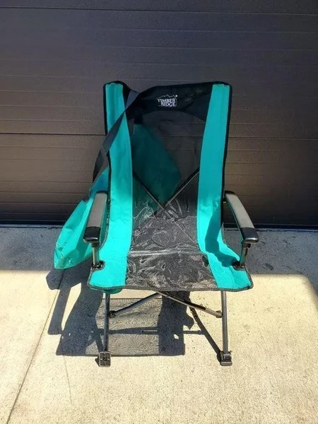 Timber Ridge Folding Director's Chair Black Teal Arm Rests Mesh Outdoor Camping