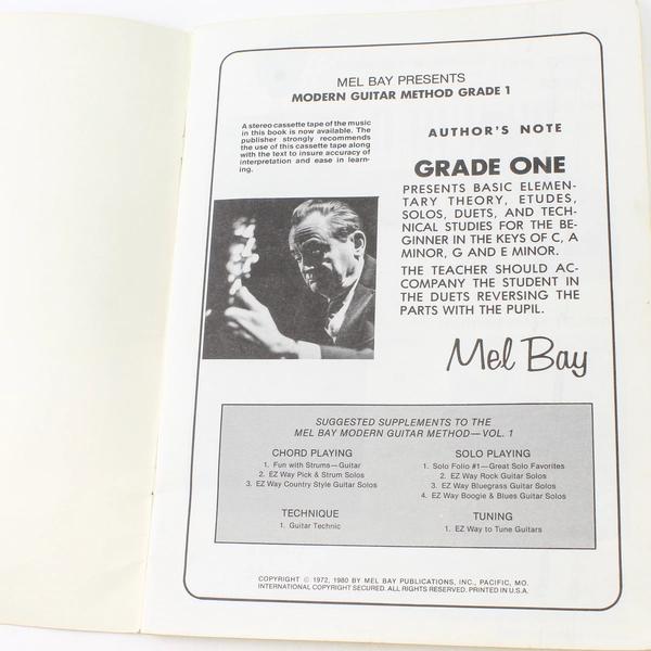 Modern Guitar Method Grade 1 by Mel Bay Vintage 1980 Paperback Book