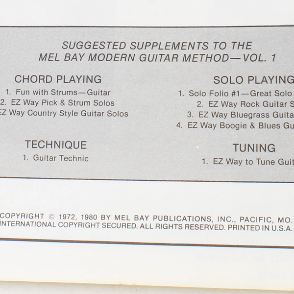 Modern Guitar Method Grade 1 by Mel Bay Vintage 1980 Paperback Book