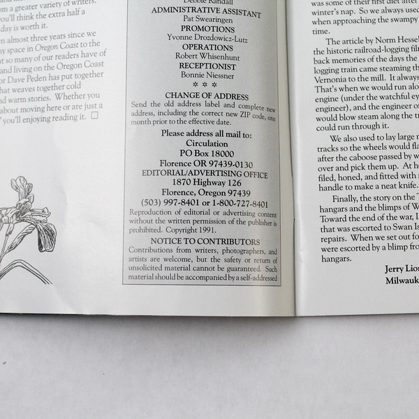 Lot of 3 Vintage Oregon Coast Magazines 1991 - Jan/Feb, Mar/Apr, Jul/Aug