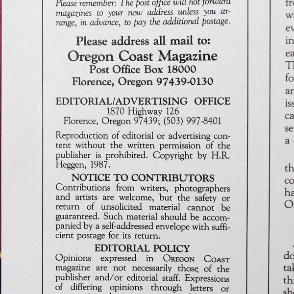 Lot of 2 Vintage Oregon Coast Magazines 1987 June/July & Aug/Sept Issues