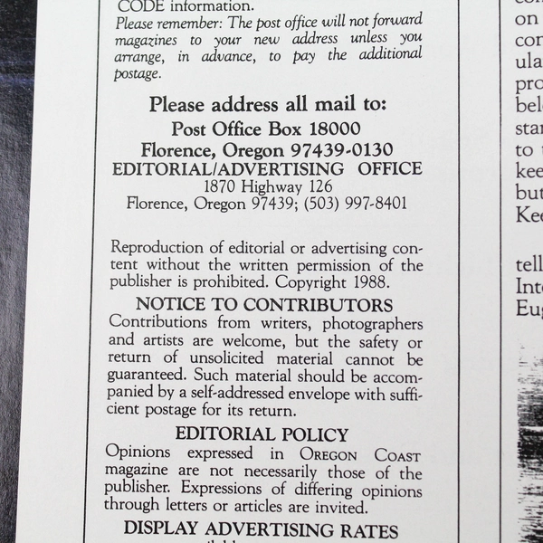 Vintage Oregon Coast Magazine Dec 1988/Jan 1989 - Very Good Condition