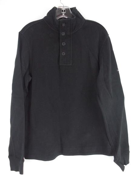 BEN SHERMAN 1/4 Zip Sweater w/ Buttons Cotton Blend Pullover Jacket Black Mens M