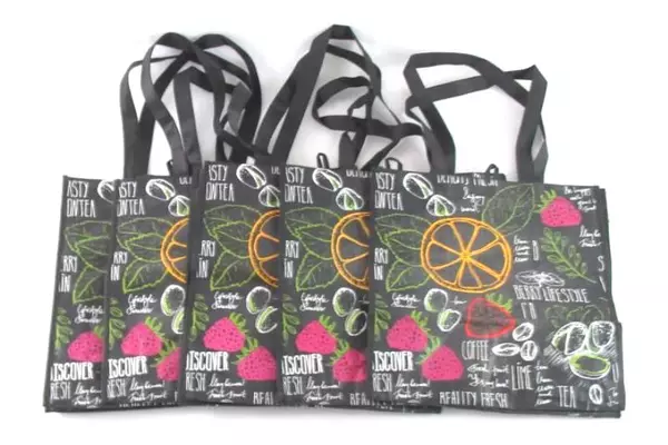 Lot of 5 Green Earth Bags Reusable Shopping Grocery Black Food Eco Friendly