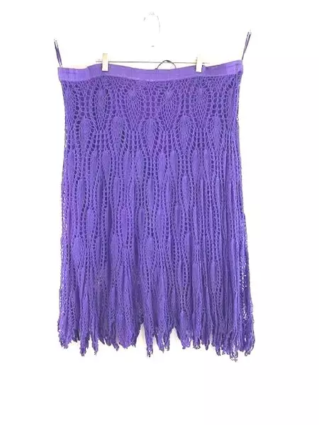 Skirt A Line Midi Purple Stretch Waist Lining Crochet Outer Women's Free Size