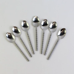 Lot of 7 Oval Place Tablespoons Pier One Imports 8" 18/8 Stainless Steel Stripe