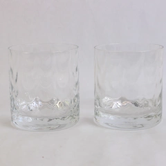 Set of 2 Clear Glass Whiskey Glasses 3.5" Tall Tumblers