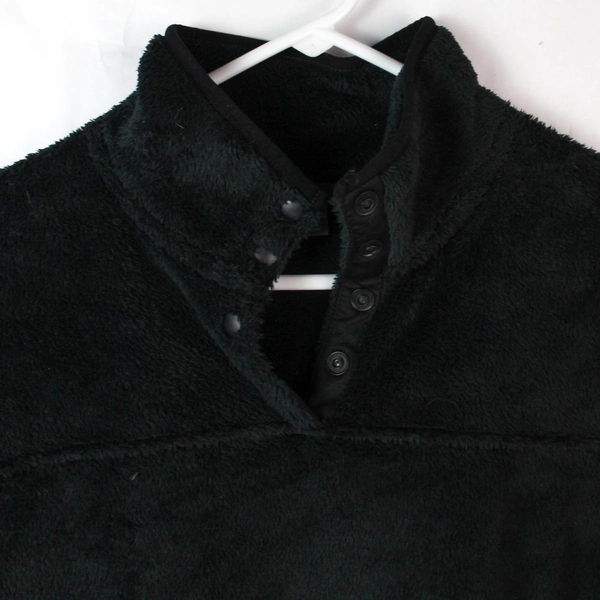 Eddie Bauer Women's Black Fleece Quarter Button-Up Pullover Size M
