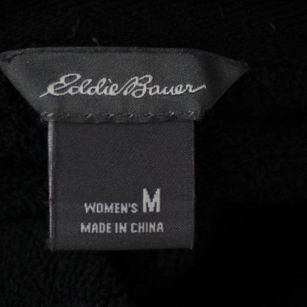 Eddie Bauer Women's Black Fleece Quarter Button-Up Pullover Size M