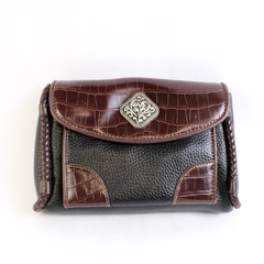 Coldwater Creek Crossbody Bag Faux Leather Brown Black Braided Mini Organizer