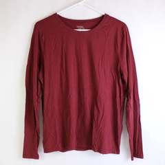 Time And Tru Solid Red Long-Sleeved Cotton T-Shirt Women's Size Large 12-14