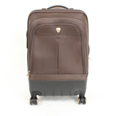 Calpak Brown Hardback Hybrid Suitcase Rose Gold Accents 4 Wheels Expandable
