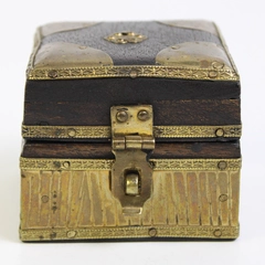 Vintage Wood Brass Trinket Jewelry Box Made in India Collectible Decor