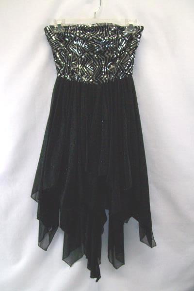 Love Reign Black and Silver Dress Sleeveless Strapless Size 3 Little Black Dress