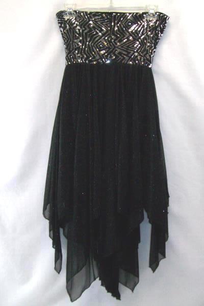 Love Reign Black and Silver Dress Sleeveless Strapless Size 3 Little Black Dress