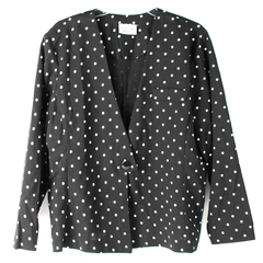 Vintage Stuart Alan Petites Black and White Polka Dot Blazer Women's Size Large