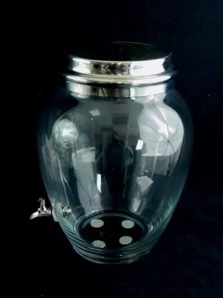 Glass Beverage Dispenser Clear With Lid Silver 10 liter