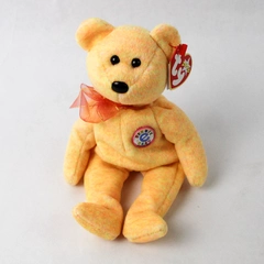 TY Beanie Baby Sunny 2000 Orange E-Bear Plush Doll Toy With Tag