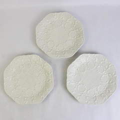 Lot of 3 San Marco Embossed White Salad Plates 8.25" Pottery Italy