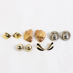 Vintage Lot 5 Pair Earrings Clip-on Costume Fashion Estate Retro Monet Trifari