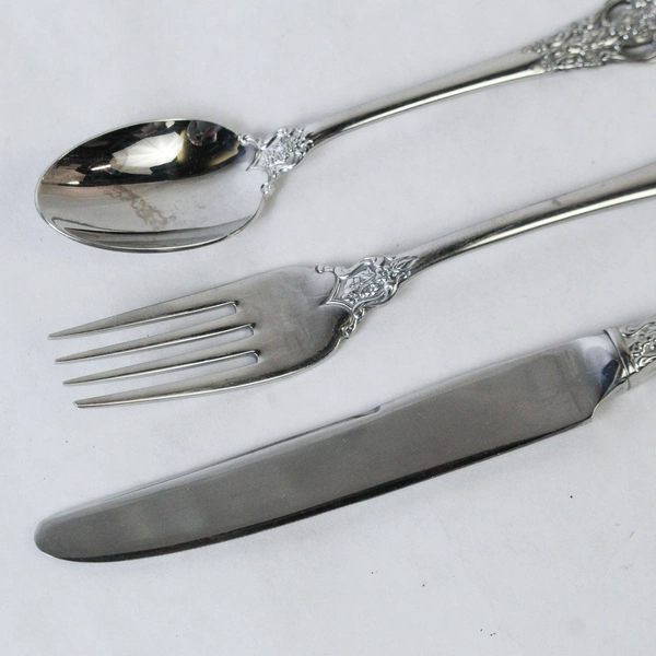 Towle Lot of 11 Antique Rose Silver Stainless Steel Dinnerware Set Korea