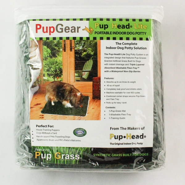 PupGear Pup Head Lite Portable Indoor Dog Potty Synthetic Grass Sm-Med Dogs