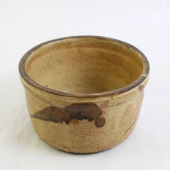VTG Handmade Pottery Bowl Planter Pot Tan Heavyweight Medium 3.25" H x 5.75" W